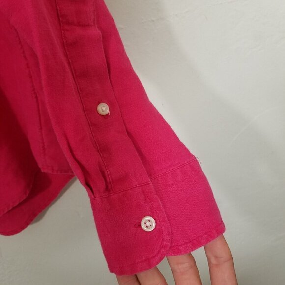 NWT Ralph Lauren 100% Linen Long Sleeve Button Up Shirt Pink Size S - Picture 3 of 6